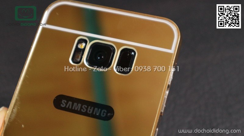 Ốp lưng Samsung S8 viền nhôm lưng tráng gương
