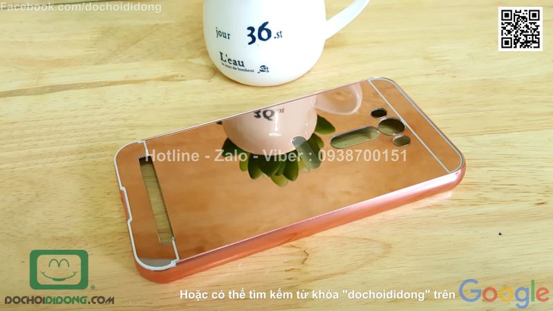 Ốp lưng Asus ZenFone 2 Laser ZE550KL viền nhôm lưng tráng gương