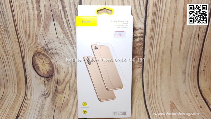 Miếng dán cường lực mặt lưng iPhone Xs Baseus trong suốt 9H