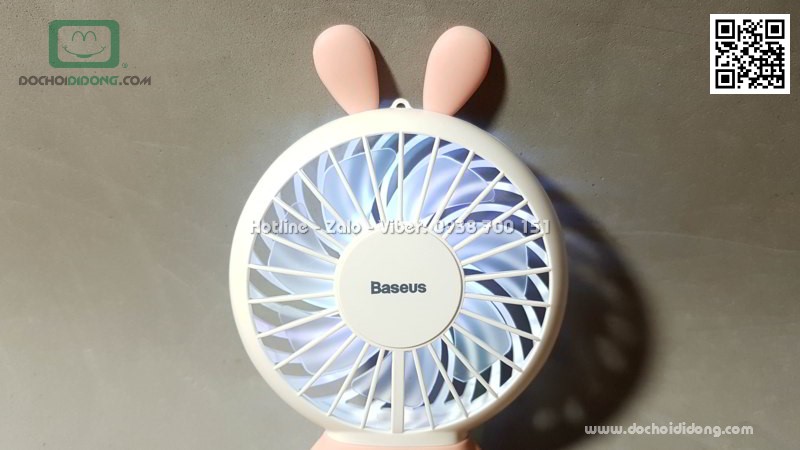 Quạt mini đa năng Baseus hình con thỏ có đèn 800 mAh