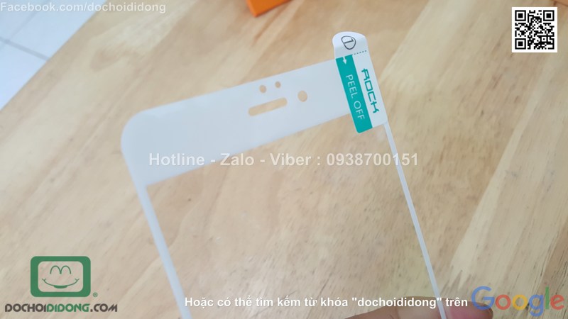 Miếng dán cường lực Iphone 6 6s Plus Rock full màn hình