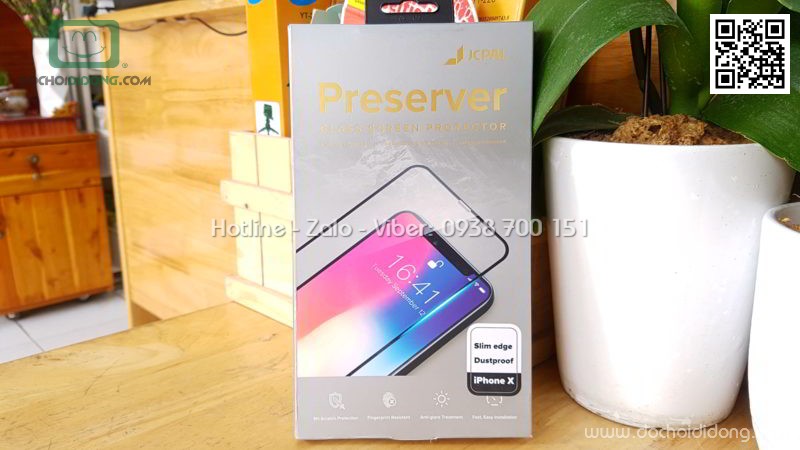 Miếng dán cường lực iPhone X XS Jcpal full màn hình 2.5D chính hãng