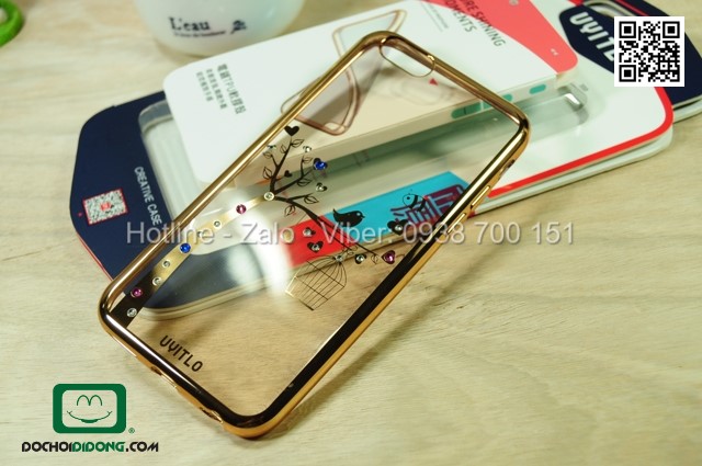 Ốp lưng iPhone 6 Uyitlo dẻo cao cấp đính đá hình con chim