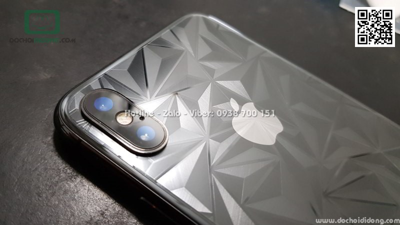 Miếng dán full lưng iPhone X kim cương