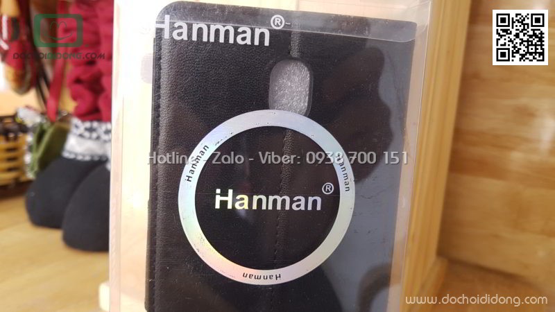 Bao da Samsung J7 Pro Hanman dạng ví có quai gài