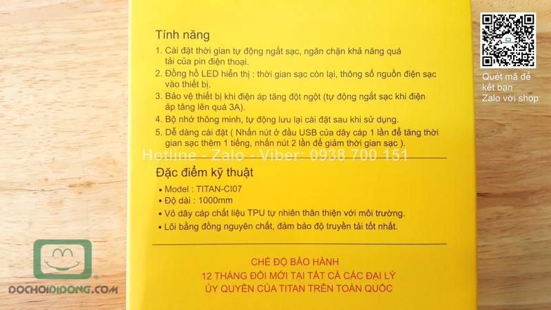 Cáp thông minh Lightning Titan hiển thị led kĩ thuật số