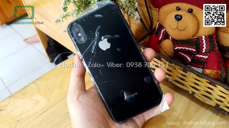 Ốp lưng iPhone X Hojar lưng kính cường lực viền mềm