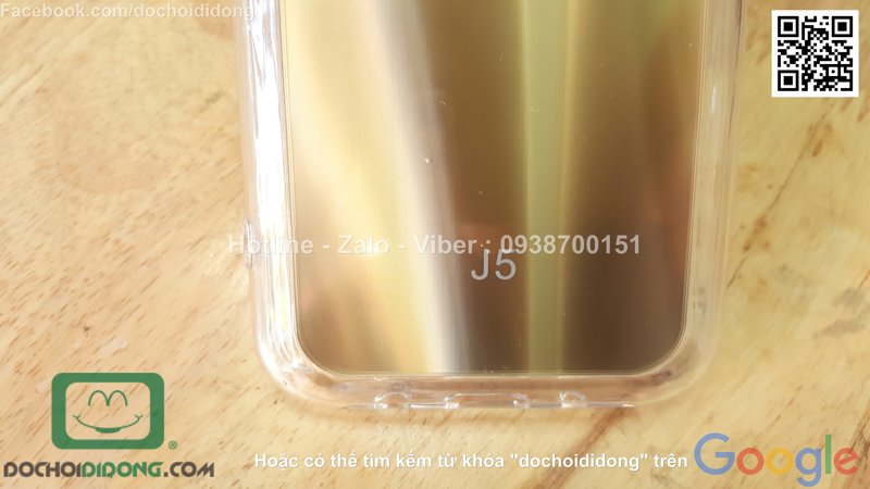 Ốp lưng Samsung Galaxy J5 loại dẻo lưng vàng óng ánh