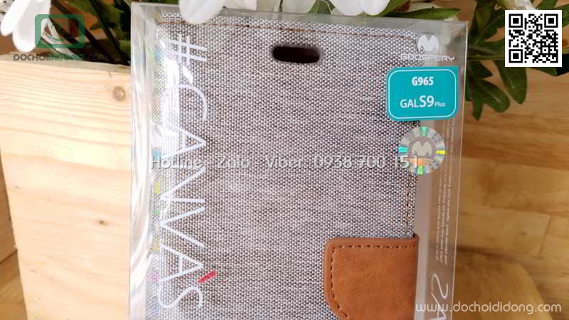 Bao da Samsung S9 Plus Mercury Canvas Diary vân vải nhét card