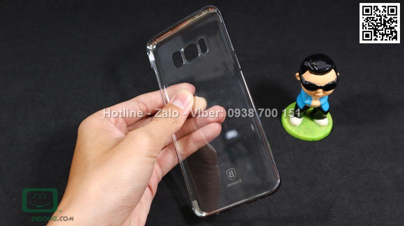 Ốp lưng Samsung Galaxy S8 Baseus Glitter trong suốt viền màu