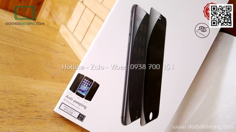 Miếng dán cường lực chống nhìn trộm iPhone 7 Baseus full màn hình