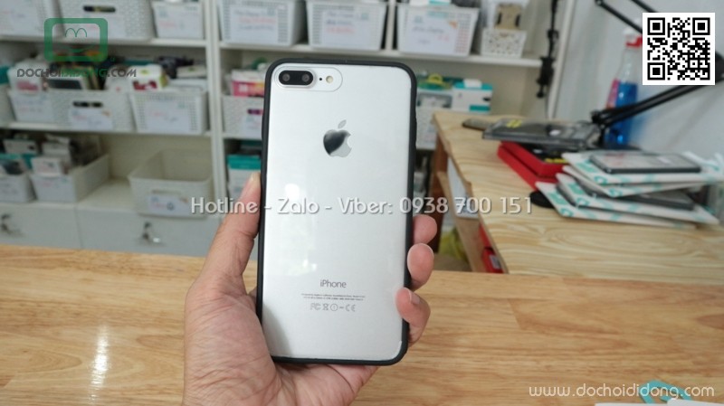 Ốp lưng iPhone 8 Plus iSmile viền màu lưng trong cứng mỏng
