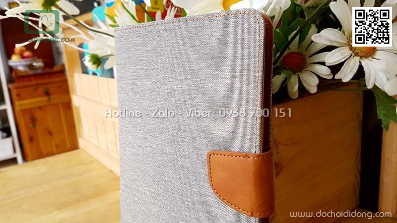 Bao da iPad Mini 1 2 3 Mercury Canvas Diary vân vải nhét card