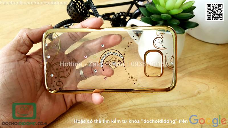 Ốp lưng Samsung Galaxy S7 Edge dẻo trong đính đá