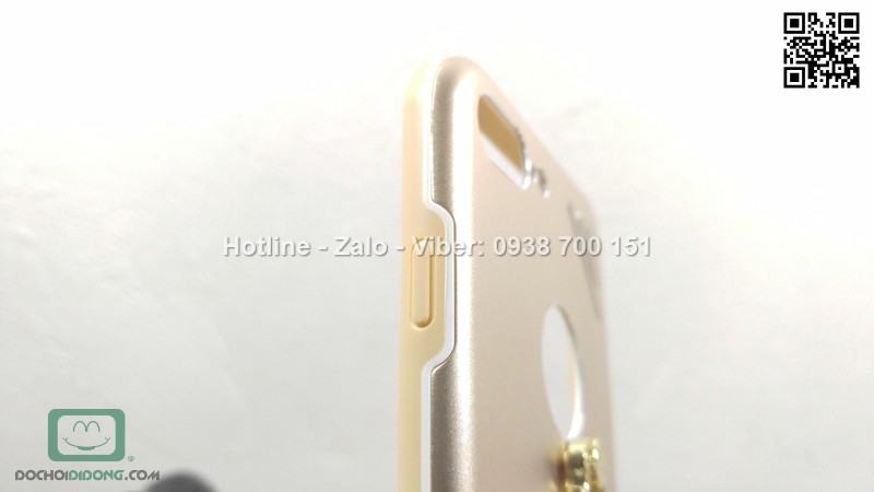 Ốp lưng iPhone 8 Plus vỏ nhôm chống sốc có nhẫn đeo tay