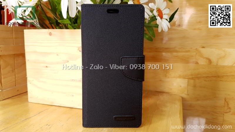 Bao da Samsung S9 Plus Mercury Canvas Diary vân vải nhét card