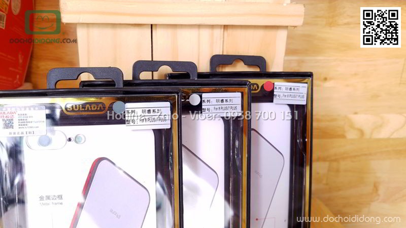 Ốp lưng iPhone 7 8 Plus Sulada lưng kính trong viền màu