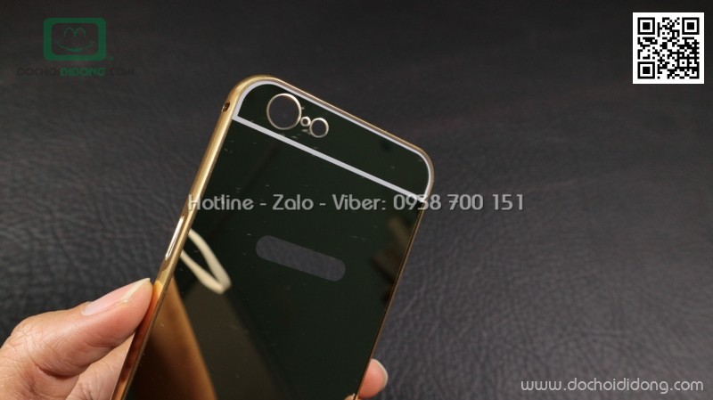 Ốp lưng Oppo Neo 9s viền nhôm lưng tráng gương