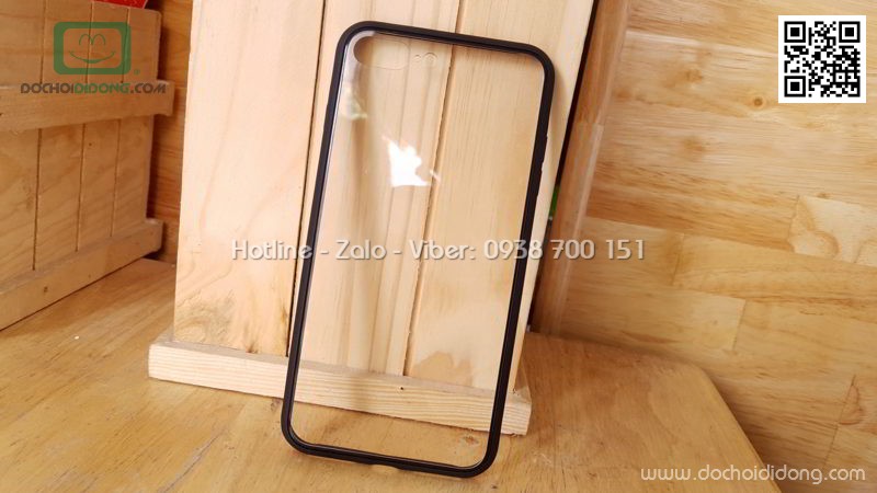 Ốp lưng iPhone 7 8 Plus Sulada lưng kính trong viền màu