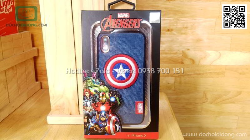 Ốp lưng iPhone X Marvel Avengers lưng vải