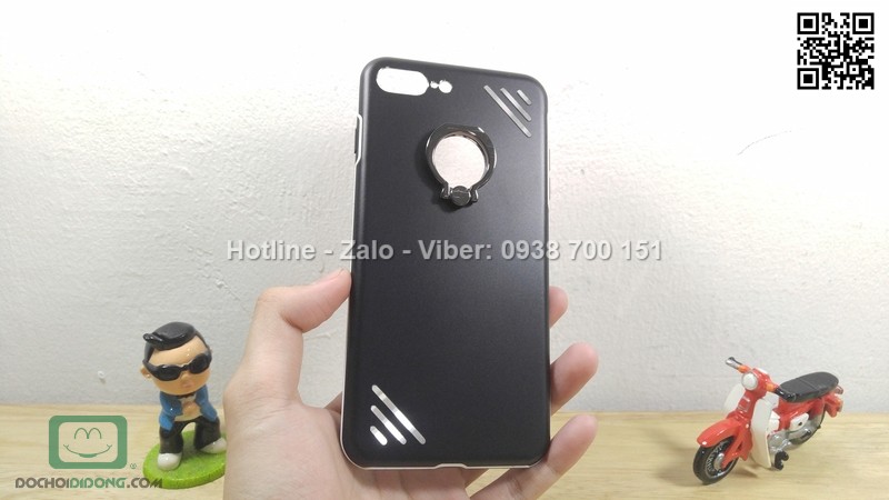 Ốp lưng iPhone 8 Plus vỏ nhôm chống sốc có nhẫn đeo tay