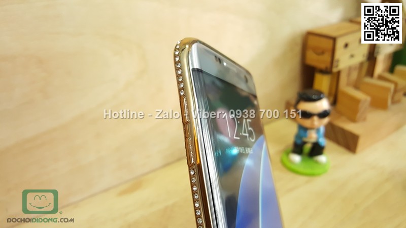 Ốp lưng Samsung Galaxy S7 Edge dẻo trong đính đá