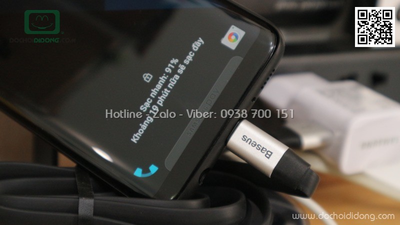 Cáp Type C Baseus dây dẹp dẻo chống gãy chống rối 1m2