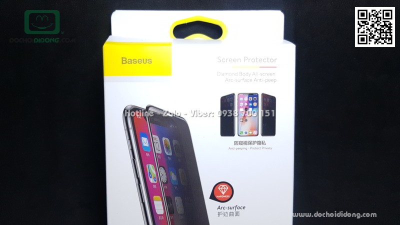 Miếng dán cường lực chống nhìn trộm iPhone XS Max Baseus full màn hình