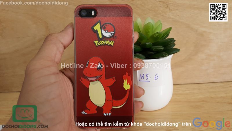 Ốp lưng iPhone 5 5s SE Pokemon Go dẻo viền trong