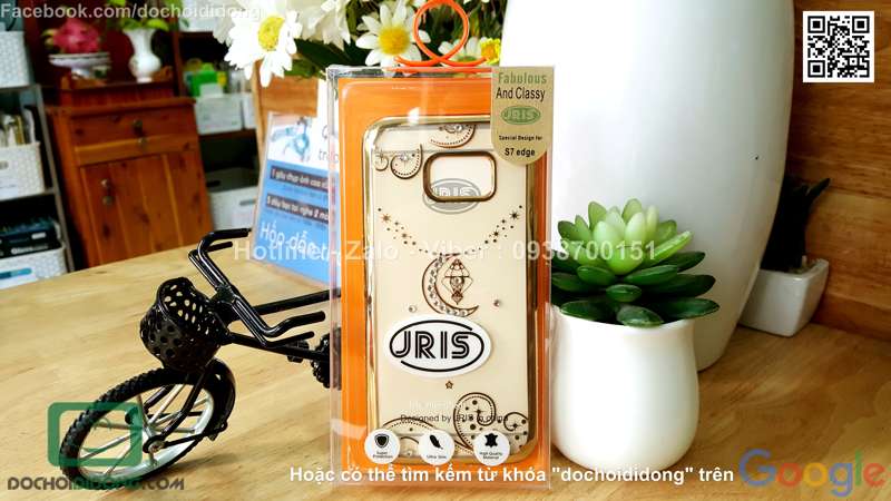 Ốp lưng Samsung Galaxy S7 Edge dẻo trong đính đá