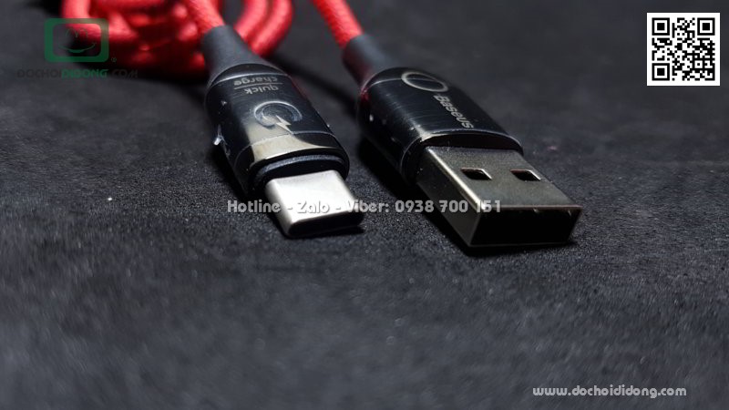 Cáp sạc Type C Baseus C-Shape Light tự ngắt khi đầy