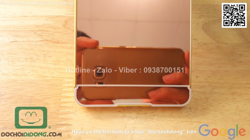 Ốp lưng OPPO R7S viền nhôm lưng tráng gương