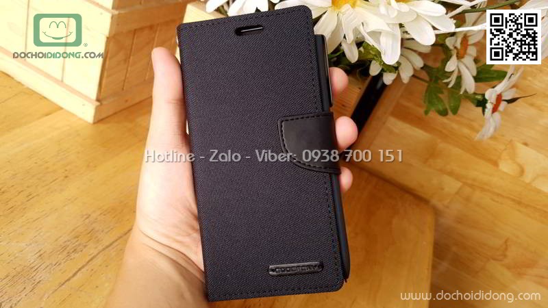 Bao da Samsung S8 Mercury Canvas Diary vân vải nhét card