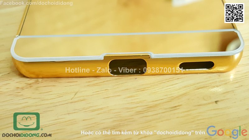 Ốp lưng Sony Xperia M5 viền nhôm lưng tráng gương