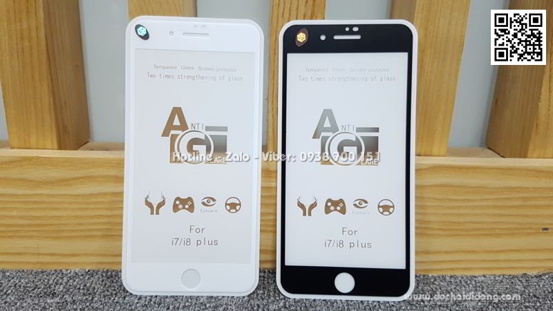 Miếng dán cường lực iPhone 7 8 Plus full màn hình nhám chống vân tay