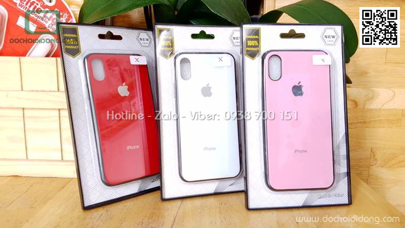 Ốp lưng iPhone X Hojar lưng kính cường lực viền mềm