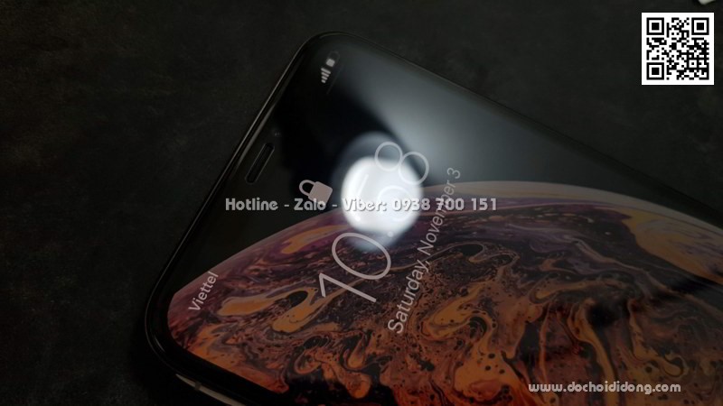 Miếng dán cường lực full màn hình iPhone XS Max Spigen 2.5D dùng cho ốp chống sốc