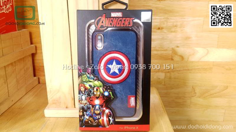 Ốp lưng iPhone X XS Marvel Avengers lưng vải