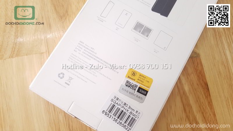 Miếng dán cường lực mặt lưng iPhone X Baseus