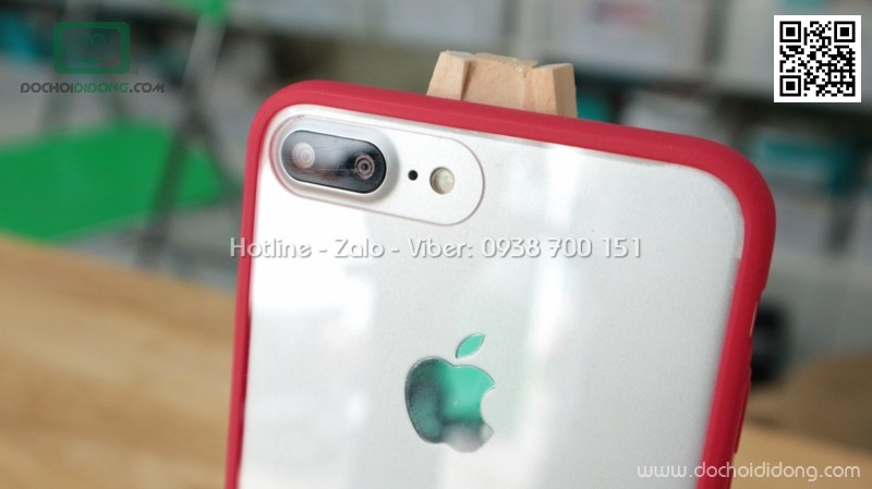 Ốp lưng iPhone 8 Plus iSmile viền màu lưng trong cứng mỏng