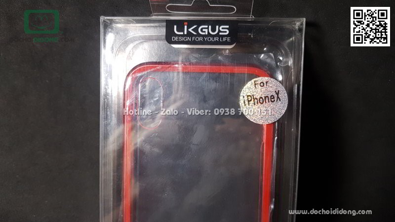 Ốp lưng nam châm iPhone X Likgus lưng kính trong