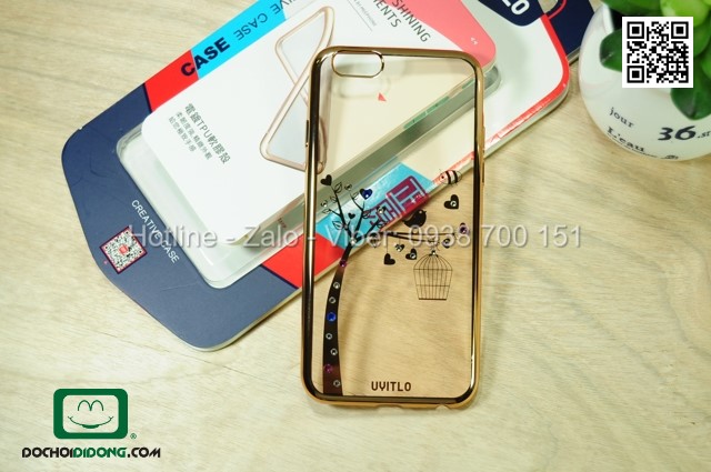 Ốp lưng iPhone 6 Uyitlo dẻo cao cấp đính đá hình con chim