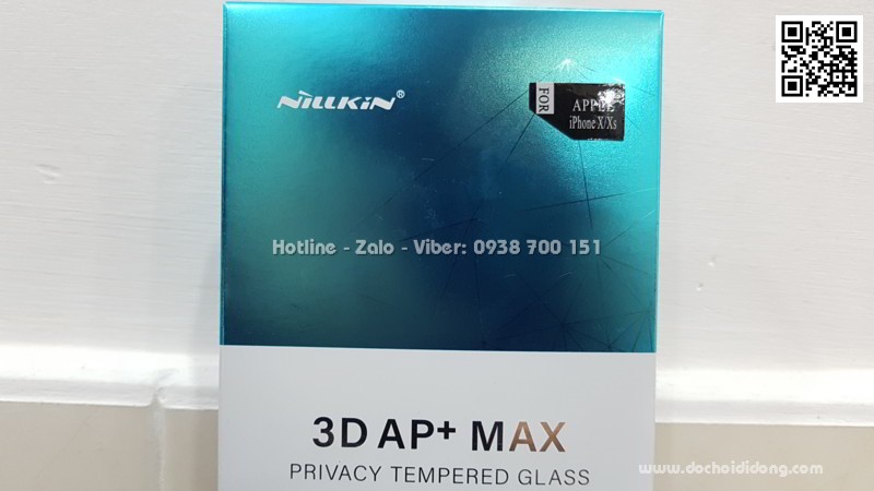 Miếng dán cường lực chống nhìn trộm iPhone X XS Nillkin 3D AP Max full màn hình