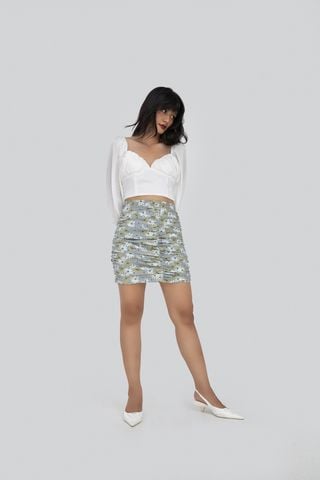 Chân váy nhún kiểu họa tiết hoa