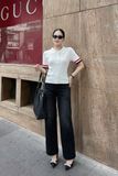 Quần jean ống suông wash đen khói bạc