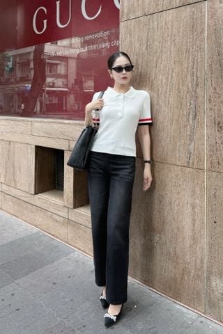 Quần jean ống suông wash đen khói bạc