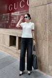 Quần jean ống suông wash đen khói bạc