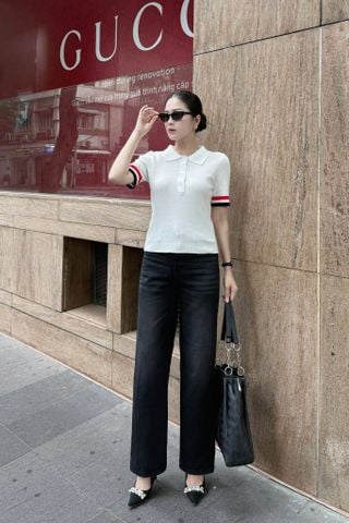 Quần jean ống suông wash đen khói bạc