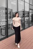 Áo peplum xếp ly eo tay bồng