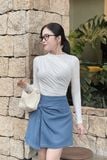 Áo ôm thun rayon nhún kiểu tay dài